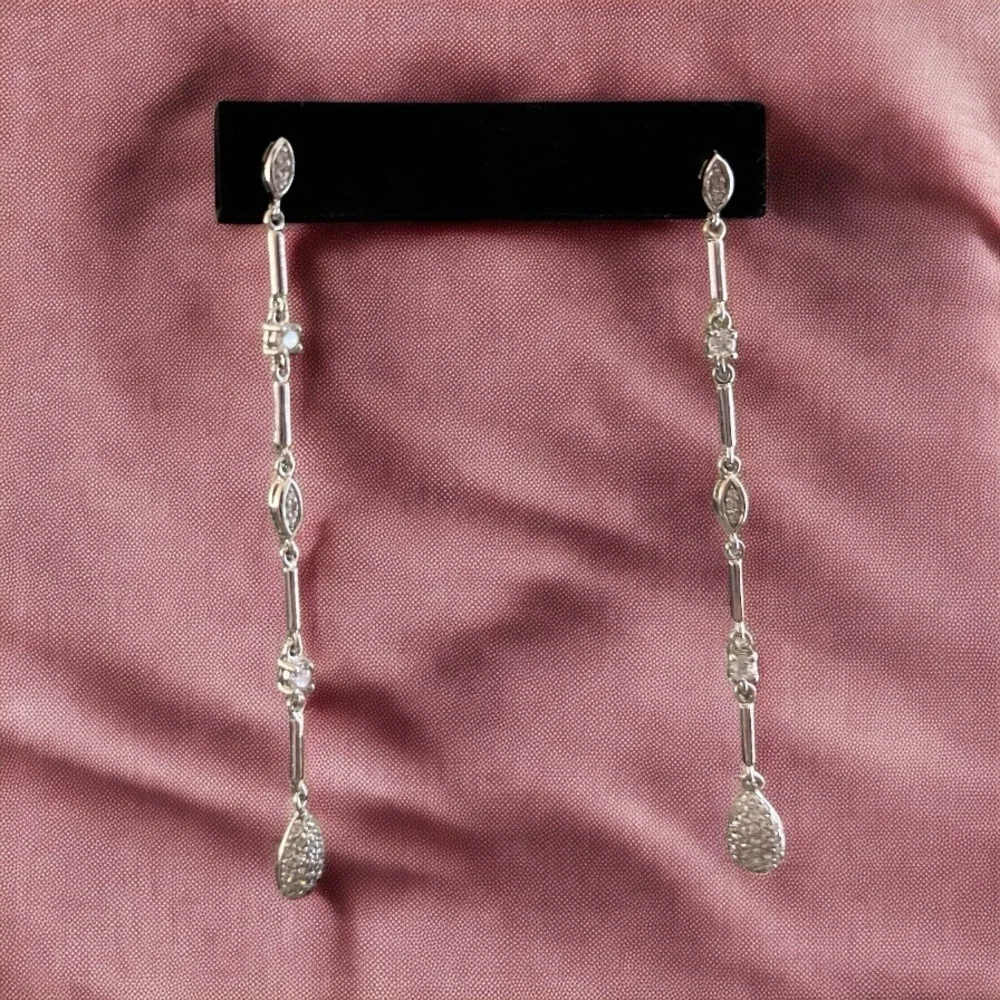 Elegant 925 Silver Drop CZ Earrings